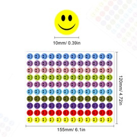 ZIJANG Smiley Stickers, Pack of 2400 Smiley Stickers, Round Stickers (10 Colours), Mini Stickers for Teachers and Parents to Interact Between Teachers and Students