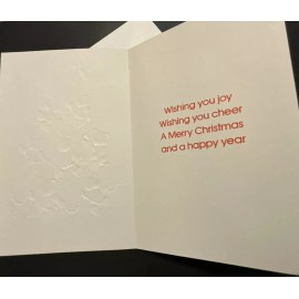 NEW Christmas Greeting Card Adorable White Teddy Tree W/ornies Candy Cane Stars