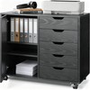 5-Drawer Wood Drawer Cabinet, Office Storage Cabinet with Adjustable Shelf