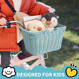 GRANNY SAYS Kid's Bicycle Basket, Front Bicycle Basket for Kids Boys and Girls, Small Basket for Toddler Scooter Strider Bike Front Handlebar, Kids Bike Accessories, Bicycle Accessories, Light Blue