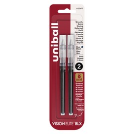 uniball Refill For Vision Elite Roller Ball Pens, Bold Conical Tip, Assorted Ink Colors, 2/pack