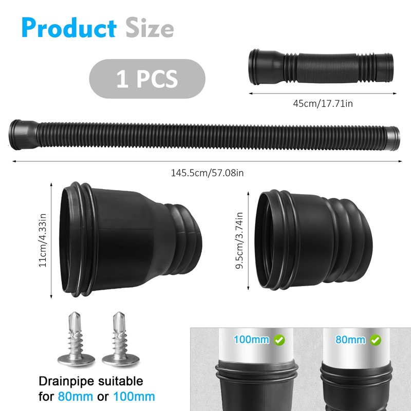 Bocguy Rain Gutter Downpipe, 1 Piece Gutter Flexible Downpipe Extension,