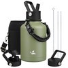 Konokyo Insulated Water Bottle with Straw,50 oz 3 Lids Water