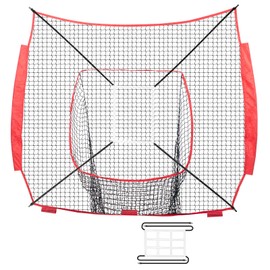Happybuy 7x7 ft Portable Baseball Softball Practice Net for Hitting & Pitching, Backstop Equipment with Strike Zone