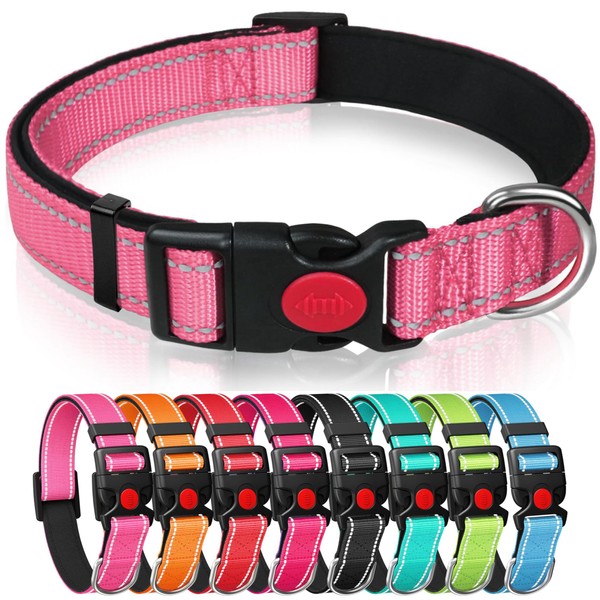 Reflective Nylon Dog Collar with Safety Buckle, Adjustable Pet Collars