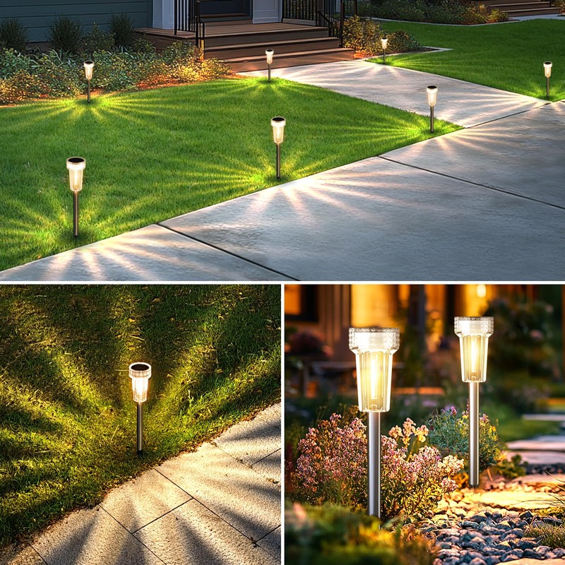 Mancra Solar Lights Outdoor Waterproof, 8 Pack Stainless Steel Solar