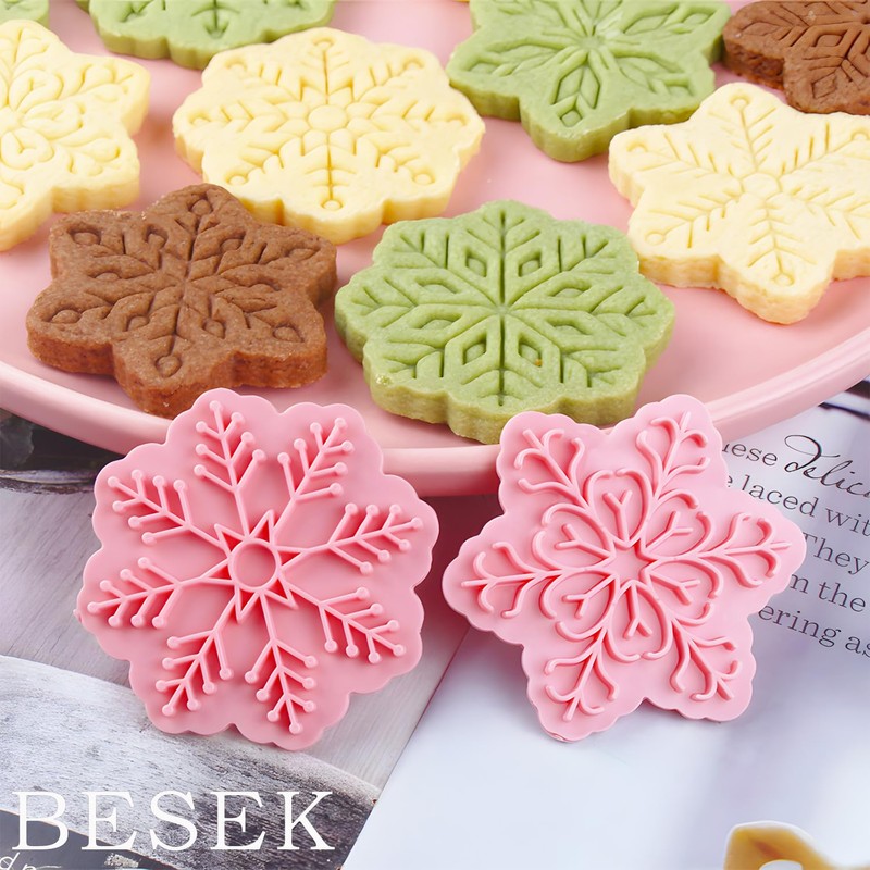 BESEK Christmas Cookie Cutters: 9 pcs Winter Snowflake Cookie Cutters