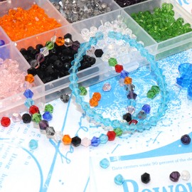 Guoxin 100Pcs Bicone Crystal Glass Beads Faceted AB Clear Small Loose Spacers Beads for Bracelets Crafts DIY Jewelry Making Supplies (4MM, AB Crystal)