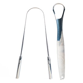 Whites Beaconsfield Stainless Steel Tongue Scraper Two-Piece Set for Oral Care, Bacteria Removal, Durable and Easy to Use, Hygienic Dental Tool, Reusable and Portable Design for Daily Cleaning