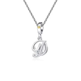 LSxAB Women Initial D Letter Charm Necklaces Pendant Silver Sister Daughter Granddaughter Mom Grandma Auntie Friends Birthday