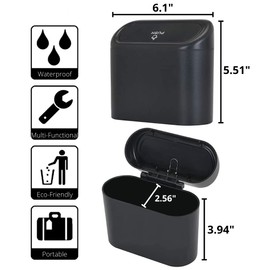 Mini Car Trash Can with Lid,Push-on Design Car Garbage Can, ABS Waterproof Car Trash Bin,Portable Drive Car Trash Container,Hanging Car Waste Basket