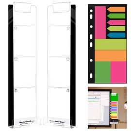 PowerKing Multifunction Clear Computer Monitor Memo Boards, Set of 2 (Left & Right) Acrylic Screen Message Pad Side Panel Phone Holder, Utility Organizer for Office Desktop, with 1 Pack Sticky Notes