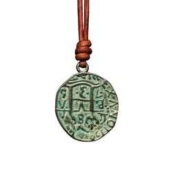 Vintage Design Roman Coin Cross Pendant Necklace - Medallion for Women and Men, Demon Protection, Lucky Charm for Wellness And Success, Good Fortune, Antique Jewelry, Viking Accessories (Patina Shiny)