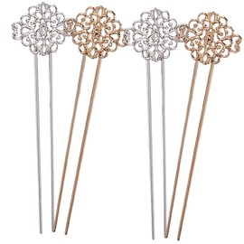 TOVINANNA 4pcs Hairpin Hair Sticks for Long Hair Metal Hair Fork Hair Bun Holder Long Hair Stick Chinese Hair Accessories Hair Fork Stick Women Hair Pin U Shape Hair Fork Metal Hair Stick