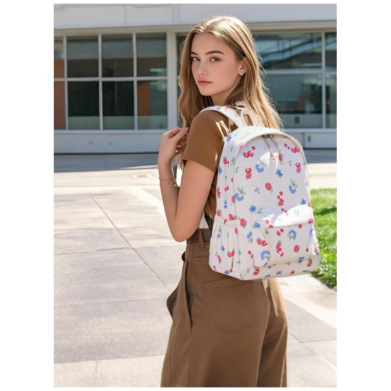 BBIQI Coquette Strawberry Backpack Cute Aesthetic Fruit Preppy Backpack Nylon