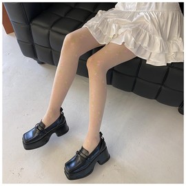 Segreto Women's Three-Dimensional Butterfly Tights 15 Denier High Waist Silk Fine Comfort Waistband Transparent Tear-Resistant Patterned Tights, White floral embroidery