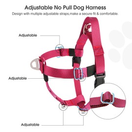 Annchwool Adjustable Dog Harness-Lightweight No Pull Dog Harness with Handle for Small & Medium and Large Dogs-Front Clip Easy for Walking Vest Harness(Red,S)