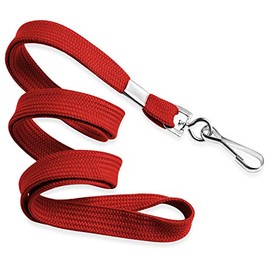 Mifflin-USA Flat Lanyards for ID Badges (Red, 36 Inch, 25 Pack), Comfortable Neck Straps