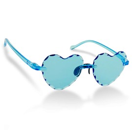 ShadyVEU Trendy Heart Shaped Love Colorful Baby Girl Toddler Ages 2-6 Yrs. Oversize Kids Sunglasses (Blue Etched Heart)