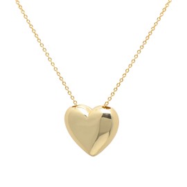 Paialco Golden Puffed Heart Pendant Necklace for Women, Chunky Heart Charm Necklace