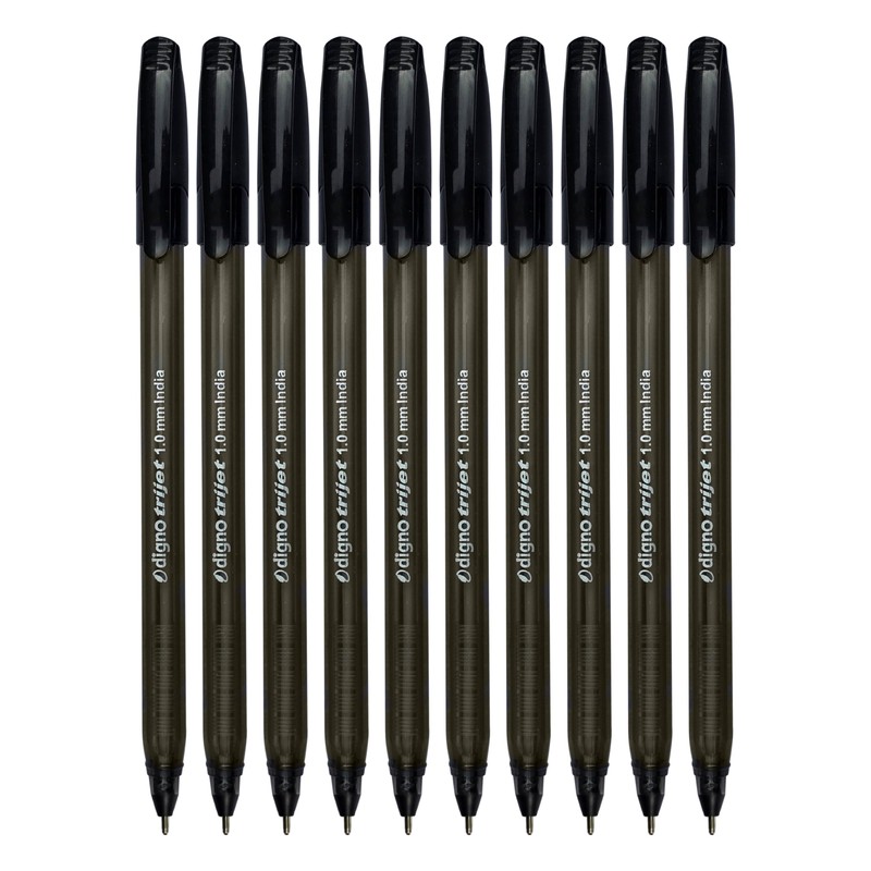 DIGNO Tri-Mate Ballpoint Pens, BLACK, Medium Point (1.0mm), Pack of