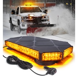 LUMENIX 56 LED Roof Top Strobe Beacon Lights Bar Rooftop Hazard Warning Emergency Safety Flashing Plow Light for Construction Vehicles Tow Commercial Trucks Postal Security Cars Snowplow - Amber