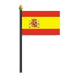 Spain Flag Rayon On Staff 4 in. x 6 in.