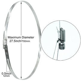 TEXNINC 4 Pcs 27.5-Inch/700mm Large Hose Clamps Stainless Steel Pipe Clamp, Adjustable Worm Gear Hose Clamps Heavy Duty Metal Clamps for Securing Pipes, Tubes, Agricultural & Industrial Use