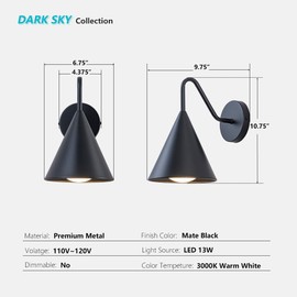 MIDLMJCOI Outdoor Wall Lights 2 Packs, Dark Sky Integrated LED Porch Wall Sconce, 13W 3000K Exterior Lighting Fixtures Wall Mount for House, Barn, Garage