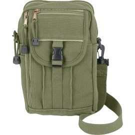 Rothco Cotton Canvas Classic Travel Pouch Mini Bag Passport Wallet with Crossbody - Olive Drab