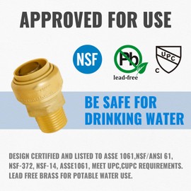 SUNGATOR 3/4 Inch Pushfit x 1/2 Inch MNPT Reducing Adapter, No Lead Brass Male Reducer, Push-to-Connect Plumbing Fitting for PEX Pipe,Copper,CPVC, With 1 Disconnect Clip and 1 Sealing Tape, Pack of 3