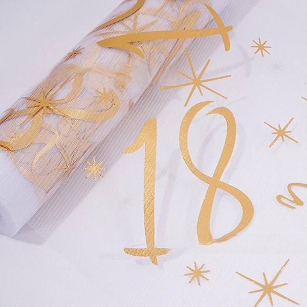 1 Piece Birthday Table Runner, 18 Year Old Mesh Foil