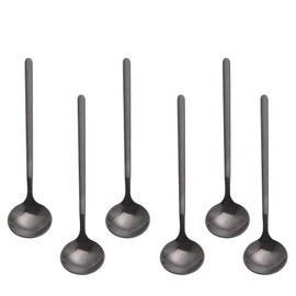 Cucharas de café (Acero Inoxidable 18/10, 12,7 cm (Cristal Esmerilado, asa, 6-Piece Vogue Mini Cucharillas para café Azúcar Pastel de postre helado sopa antipasto Capuchino, por Pukka Home, Negro