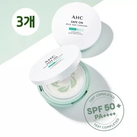 AHC 세이프온 마일드 선쿠션 25g 본품 3개/자외선차단 SPF 50 AHC Safe-On Mild Sun Cushion 25g Original 3 Pieces/UV Protection SPF 50 [3 main products]