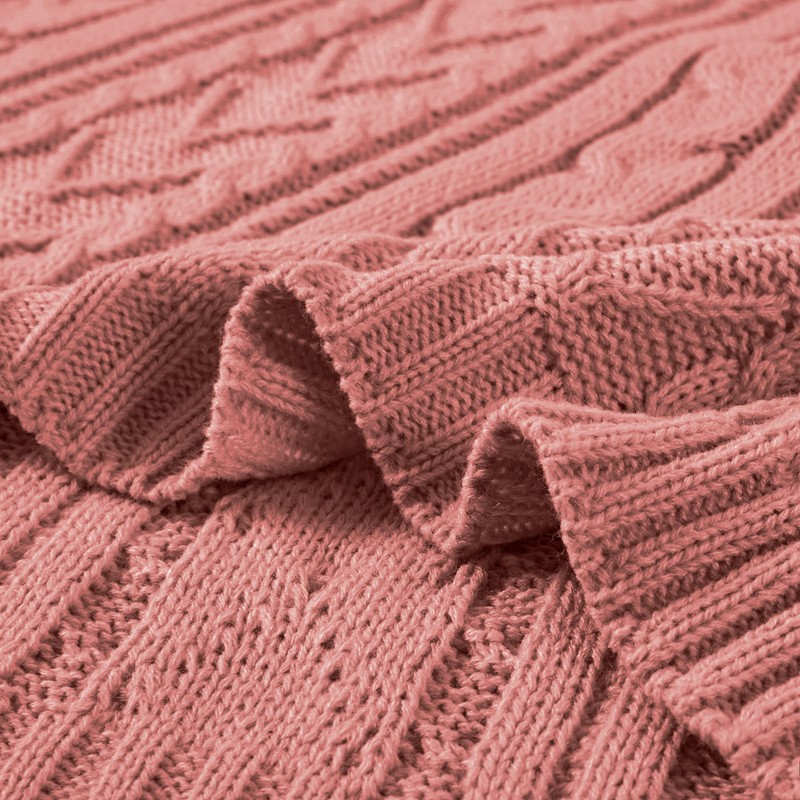 Aormenzy Dusty Pink Cable Knit Throw Blanket Oversized, 60" x