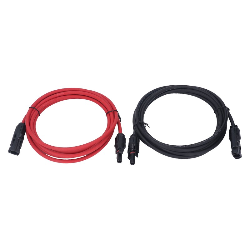 2pcs 12AWG 4mm² Solar Panel Extension Cable Black Red Solar