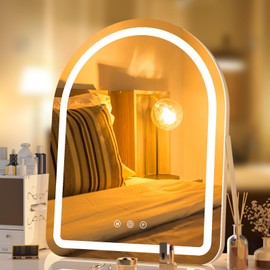 AOBEO Makeup Mirror with Lights, 18" x 22" Vanity Mirror with Lights, Lighted Makeup Mirror, 3 Color Modes, Dimmable Light, 360° Rotation