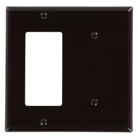 Leviton 2-Gang 1-Blank 1-Decora/GFCI Device Combination Wallplate, Standard Size, 80708, Brown