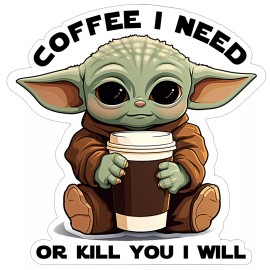 Sticker Sector Coffee Baby Yoda Sticker - Funny Mandalorian Car Truck Window Decal CL1047 - 3 Inch