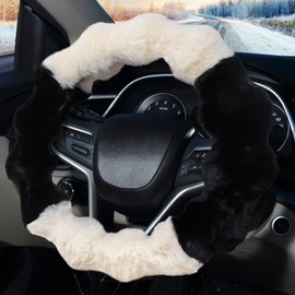 Pahajim Steering Wheel Cover Plush Steering Wheel Cover Winter Universal 36-39 cm Fur Steering Wheel Cover Warm Steering Wheel Protection Steering Wheel Cover Steering Wheel Protector for Men and