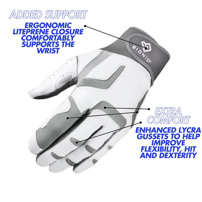 Bionic Gloves Golf Glove Reliefgrip 2.0 for Women (Silver, Medium,