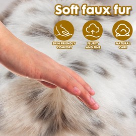 PowerKing Plush Novelty Animal Hat, 3-in-1 Faux Fur Hood Winter Warmer Cap and Stylish Full Animal Hat (White Leopard)