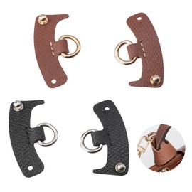 CHGCRAFT 2 Pairs 2 Colours Leather Unadulterated Bag D Ring Connectors No Punch Removable Bag Handle Cover for Adding Handbag Crossbody Shoulder Strap Purse Making Supplies