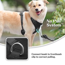 No Pull Dog Harness for Small Medium Large Dogs - Adjustable Two-Layer Mesh Dog Vest with Dual Clip, Escape Proof, Quick Release, Lightweight Breathable Mesh for Walking Hiking (Black,L)