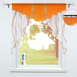 SCHOAL Scheibengardinen Küche Transparente Bistrogardinen Voile Kurzgardinen Kleinfenster Gardinen mit Tunnelzug 1 Stück BxH 120x125cm Orange
