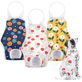 MICOOYO Dog Nappy Onesie Sanitary Pantie, Reusable Dog Nappies Female for Dogs Puppies, Washable Dog Period Pants with Adjustable Suspender(Flowers, S)