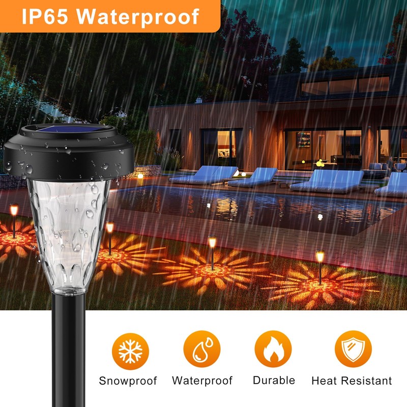 FIFlying Solar Light Outdoor 8 Pack Flame Solar Lamp Garden