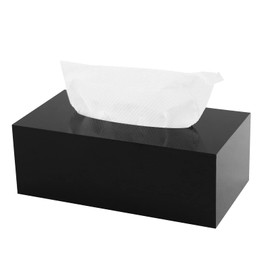 Acrylic Tissue Box Holder, PITBVO Rectangular Shiny Black Tissue Box Cover, Table Facial Napkin Dispenser for Car, Bathroom, Bedroom, Kitchen, Office, Living Room, Counter, Hotel Use