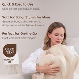 Muslin Nursing Coverup for Breastfeeding, Cotton Breastfeeding Cover Nursing, Full Coverage Privacy Nursing Cover, 47"x47" Nursing Shawl for Breastfeeding Essentials, Oeko-TEX (Neutral Nursing Cover)