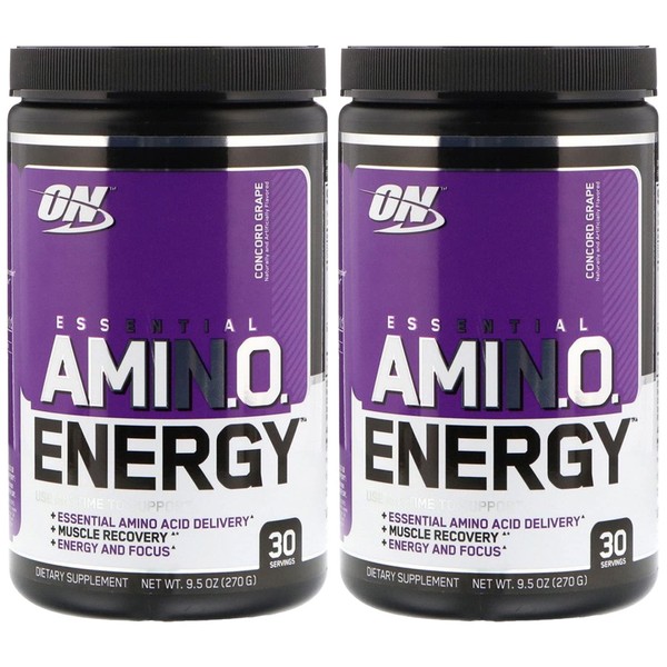 Optimum Nutrition, (2 Pack Essential Amin.O. Energy, Concord Grape, 9.5 oz (270 g)